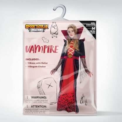 Spooktacular Creations Royal Vampire Costume for Girls, Deluxe Set Halloween Gothic Victorian Vampiress Queen Costume for Dress Up Party - Image 6
