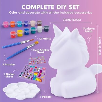 Klever Kits DIY Night Light- Paint Your Own Unicorn Lamp- Arts & Crafts Kit School Activities Art Supplies Painting Kits, Birthday Gifts for Girls Boys Aged 6+ - Image 6