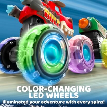 JOYIN 3 Pack Monster Truck Toy - Motion Activated Light-Up Cars for Toddlers - Monster Treads Lightning Wheels - Baby Toy Present - Press & Go Cars for Boys Girls Birthday Gifts Easter Basket Stuffer - Image 2