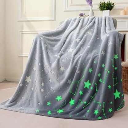 Joiedomi Glow in The Dark Blanket - Space Star Gifts Toys for Girls Boys Age 2 3 4 5 6 7 8 9 10 11 12 Year Old - Soft Cozy Flannel Kids Throw Blanket, Birthday Bedroom Decor 50"?0"