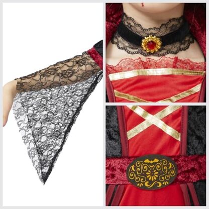 Spooktacular Creations Royal Vampire Costume for Girls, Deluxe Set Halloween Gothic Victorian Vampiress Queen Costume for Dress Up Party - Image 5