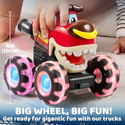 JOYIN 3 Pack Monster Truck Toy - Motion Activated Light-Up Cars for Toddlers - Monster Treads Lightning Wheels - Baby Toy Present - Press & Go Cars for Boys Girls Birthday Gifts Easter Basket Stuffer - Image 5