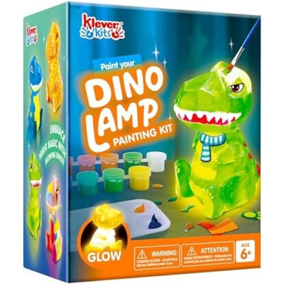 Klever Kits DIY Night Light- Paint Your Own Dinosaur Lamp- Arts & Crafts Kit School Activities Art Supplies Painting Kits, Birthday Gifts for Girls Boys Aged 6+
