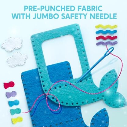 Klever Kits 7 Sewing Projects- My First Felt Sewing Kit- Easy DIY Wildlife Artworks of Unicorn Pillow and Mermaid Card Holder, Gift for Kids Aged 6+ - Image 5
