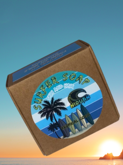 Nirvan Surfer Soap – All-in-One Skin & Hair Bar | Tropical Coconut & Lime Scent | Eco-Friendly, Plastic-Free, Moisturizing & Nourishing | Ideal for Surfers, Travelers & Outdoor Lovers