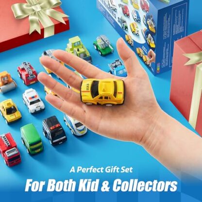 JOYIN 18 Pcs Pull Back City Cars and Trucks Toy Vehicles Set, Friction Powered Cars Toys for Toddlers, Boys, Girls?Educational Play, Kids Stocking Stuffers, Easter Basket Stuffers - Image 2