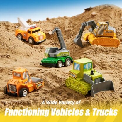 JOYIN 18 Pcs Pull Back City Cars and Trucks Toy Vehicles Set, Friction Powered Cars Toys for Toddlers, Boys, Girls?Educational Play, Kids Stocking Stuffers, Easter Basket Stuffers - Image 5
